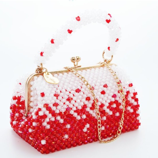 Sac avec perle rouge et blanc